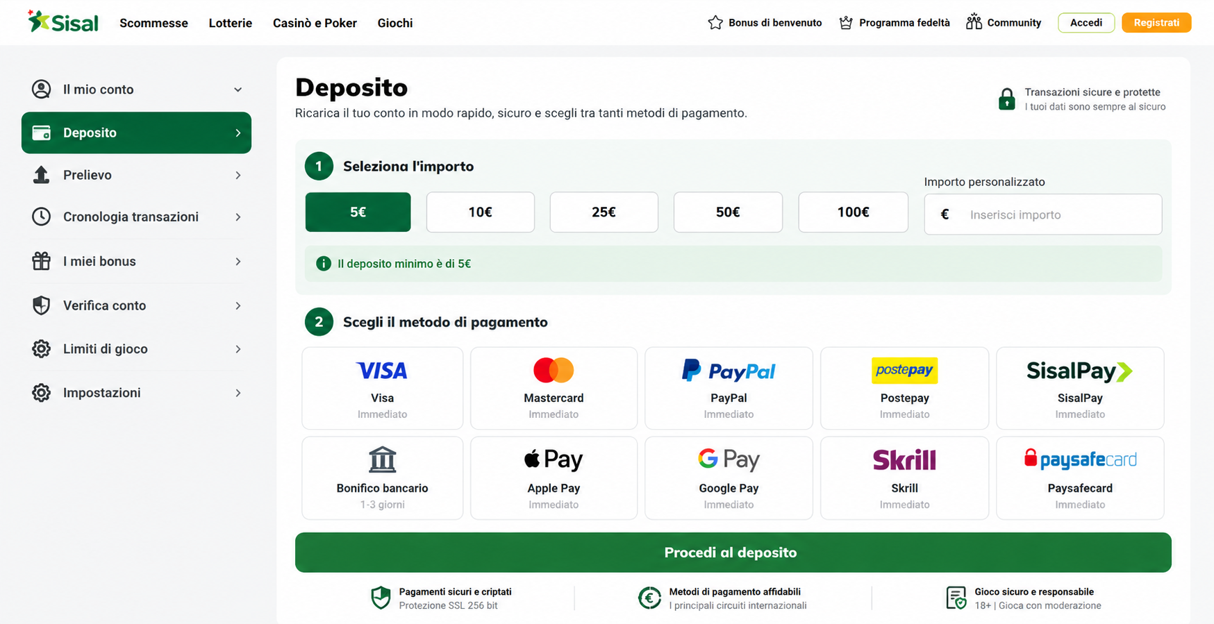 I depositi minimi più bassi verificati sui casinò ADM